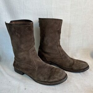 Men's Sz 10.5 D Frye Suede Leather 11"  Boots Dark Brown Back Zipper